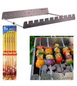 10 Skewer Rotisserie Rack Grill Automatic Rotating Motor Operated BBQ Kit