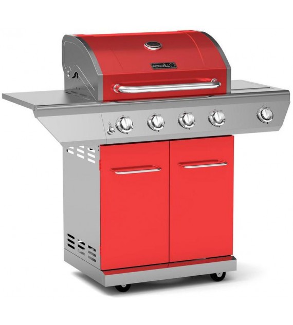 Nexgrill Propane Gas BBQ Grill 4-Burner with Side Burner 60,000 BTU Barbecue Red