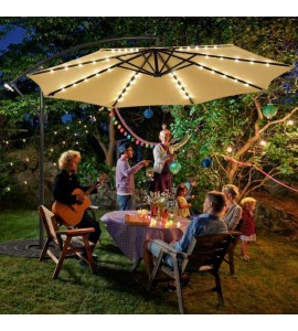10 Ft Solar LED Offset Umbrella with 40 Lights and Cross