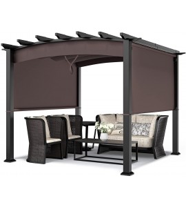 10 x 10 Brown Home Patio Steel  Adjustable Outdoor Canopy Gazebo