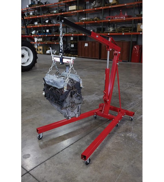 Strongway Hydraulic Engine Hoist with Load Leveler - 2-Ton Capacity, 1in.-82 5/8in. Lift Range