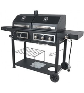 Dual Fuel Gas & Charcoal Combo Grill, Black with Stainless, Stainless Steel (GBC1793W)