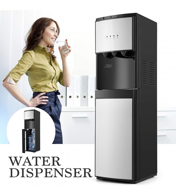 5 Gallon Water Dispenser Bottom Loading Cold Water Cooler Stainless 3 Temperature Spouts
