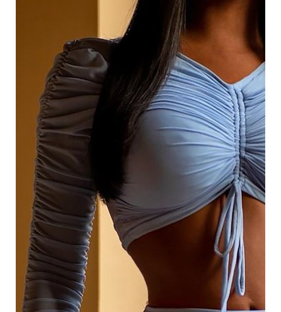 Ruched Crop Top & Midi Skirt Set