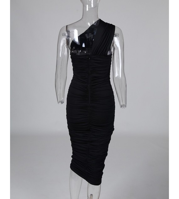 Sexy bodycon Party Wear Cocktail Party Dress One Shoulder Sleeveless Knee Length