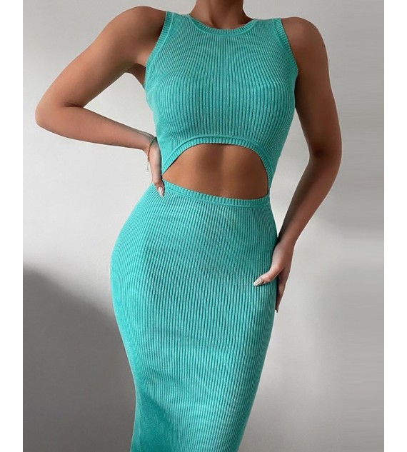 Sleeveless Cutout Knit ny Maxi Dress