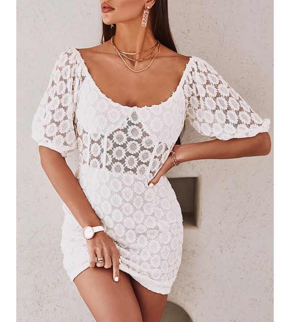 Lace Lantern Sleeve Bodycon Dress