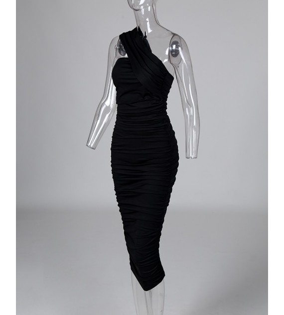 Sexy bodycon Party Wear Cocktail Party Dress One Shoulder Sleeveless Knee Length