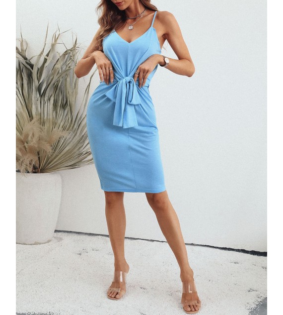 Tie Front Twisted Spaghetti Strap Casual Dress