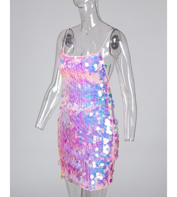 Sequins Spaghetti Strap Bodycon Dress