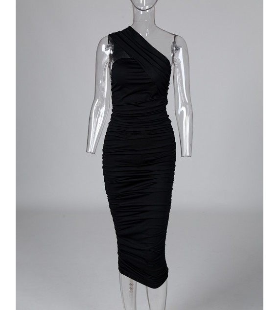 Sexy bodycon Party Wear Cocktail Party Dress One Shoulder Sleeveless Knee Length