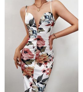 Floral Print Spaghetti Strap ny Dress