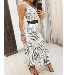 Striped Color Ruffles Maxi Dress