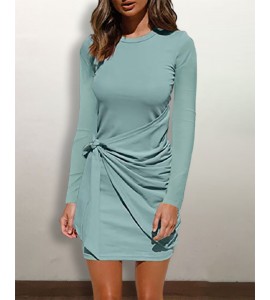 Kd Ruched Long Sleeve Casual Dress