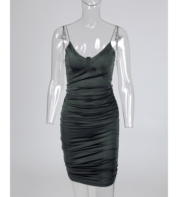 Ruched Bodycon Mini Cami Women Dress