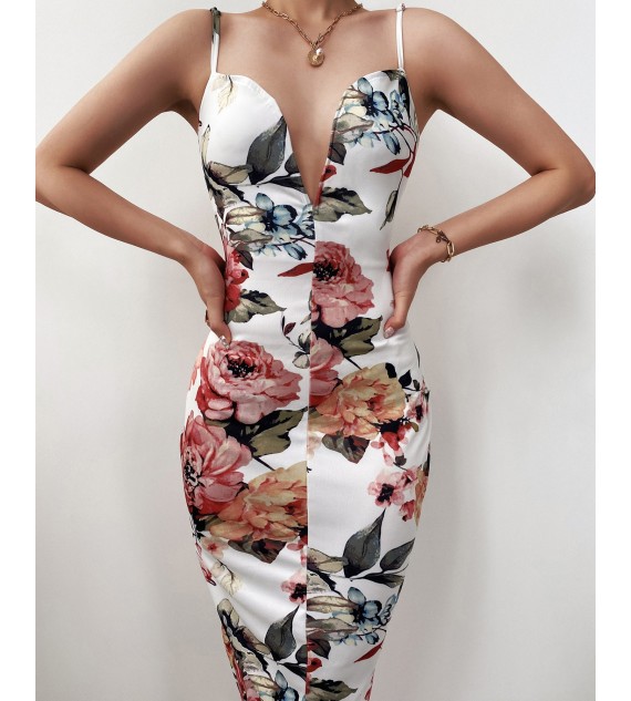 Floral Print Spaghetti Strap ny Dress