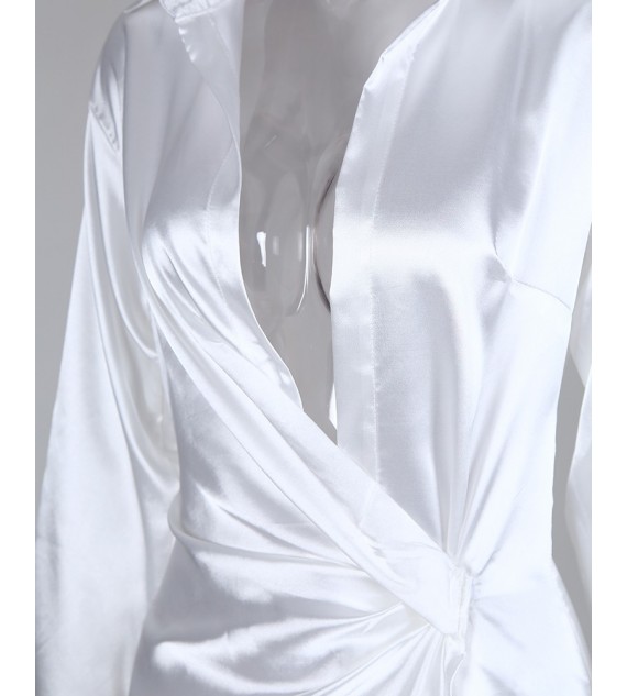 Solid Twisted Design High Slit Maxi Dress