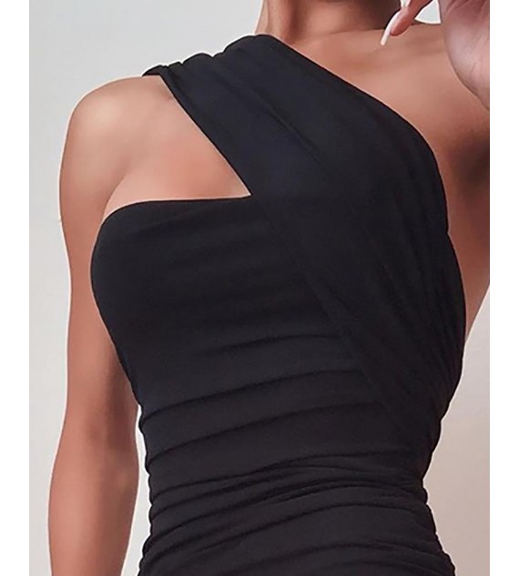 Sexy bodycon Party Wear Cocktail Party Dress One Shoulder Sleeveless Knee Length