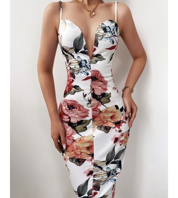 Floral Print Spaghetti Strap ny Dress