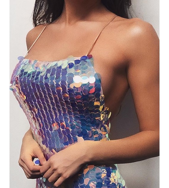 Sequins Spaghetti Strap Bodycon Dress