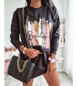Letter Graphic Print Long Sleeve Sweatshirt Dress