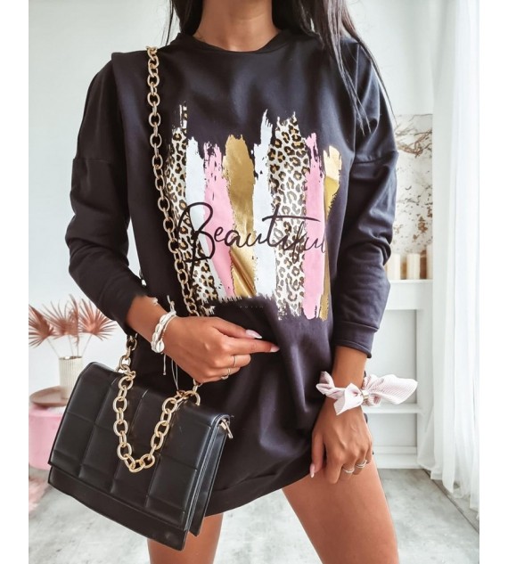 Letter Graphic Print Long Sleeve Sweatshirt Dress