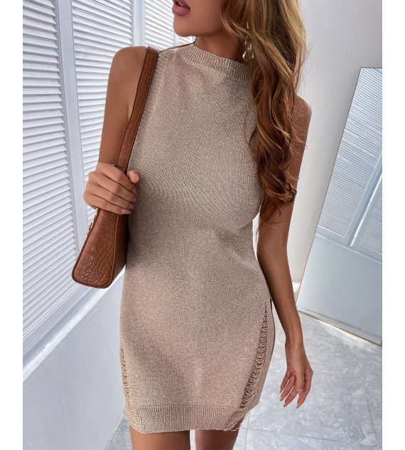 Ripped Sleeveless Knit Casual Dress
