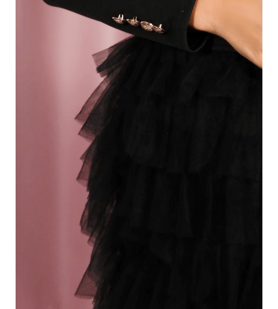Solid Organza Spliced Mini Dress