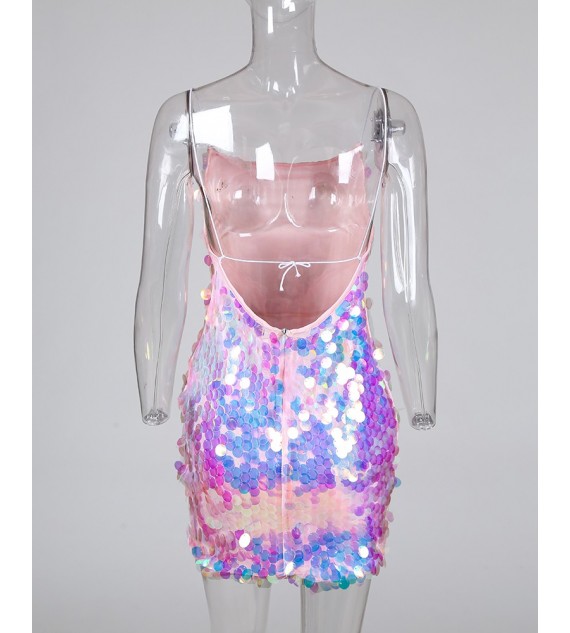 Sequins Spaghetti Strap Bodycon Dress