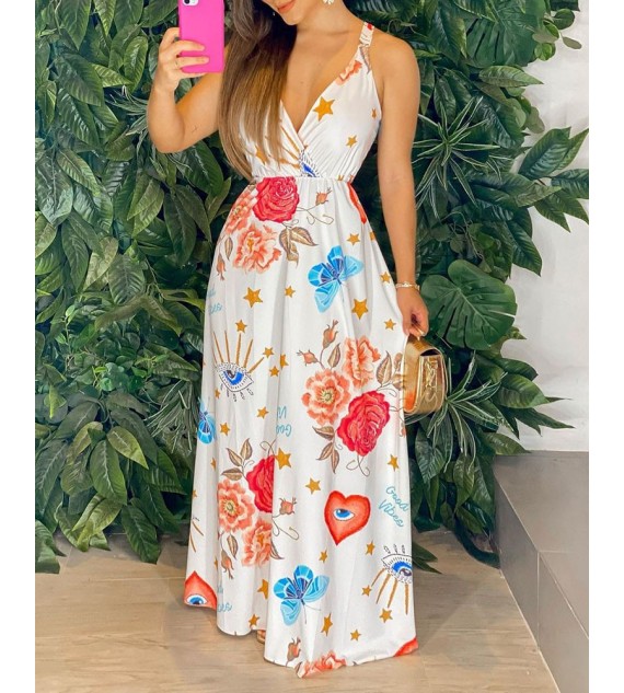 All Over Print Sleeveless Maxi Women Dress