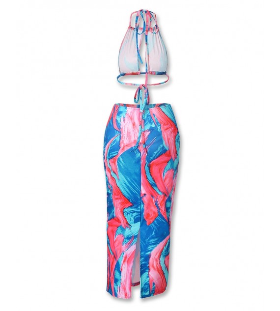 Open Back Halter Tie Dye Dress