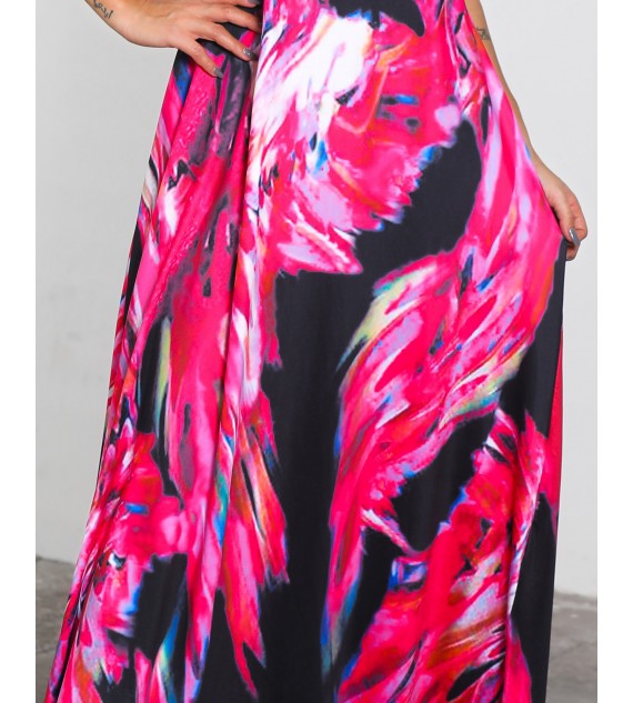 Halter Colorful Print Open Back Maxi Dress Sleeveless Casual Dress Holiday