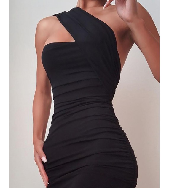 Sexy bodycon Party Wear Cocktail Party Dress One Shoulder Sleeveless Knee Length