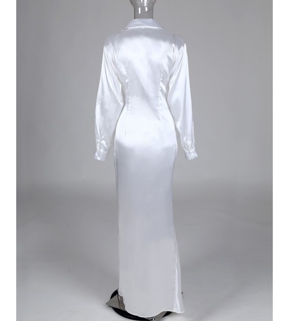 Solid Twisted Design High Slit Maxi Dress