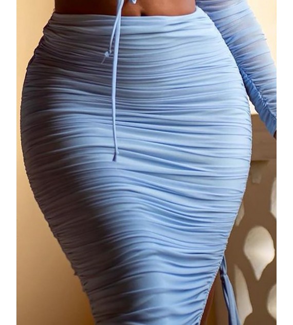 Ruched Crop Top & Midi Skirt Set