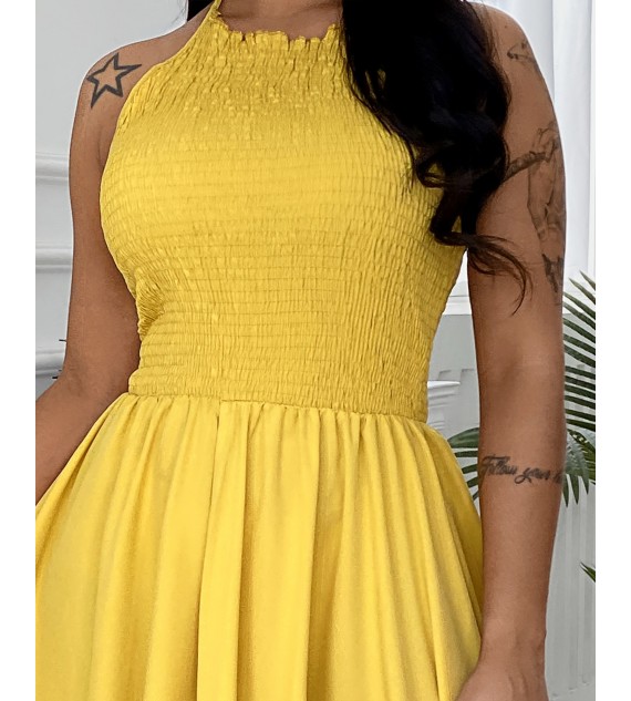 Plain Sleeveless Ruched Maxi Dress