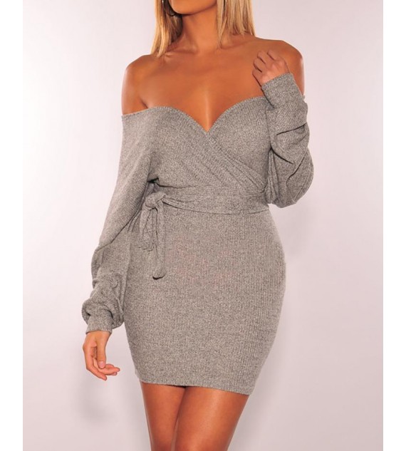 Cutout Backless Long Sleeve V-Neck Bodycon Dress