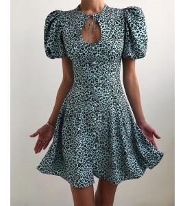 Leopard Short Sleeve Loose Mini Dress