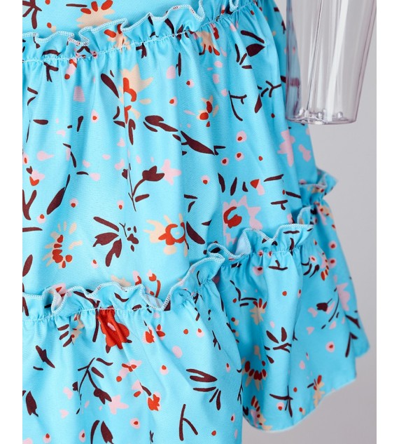 Floral Print Ruffle Trim Dress
