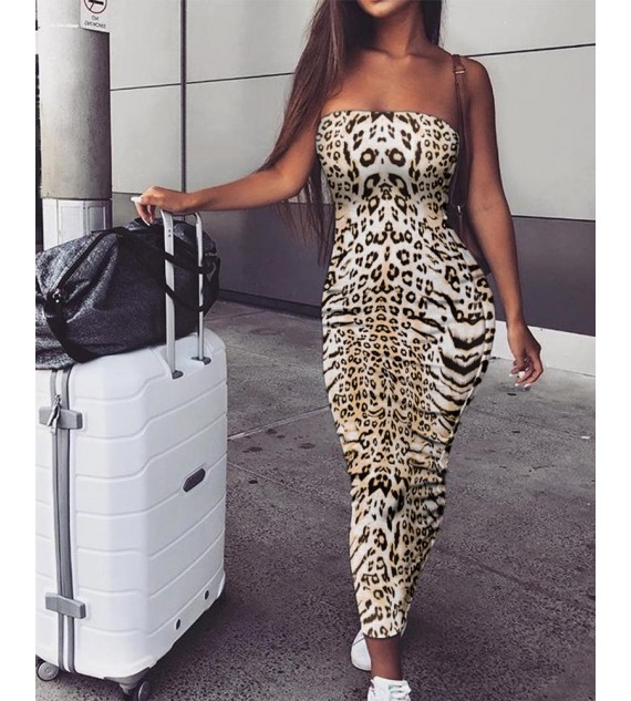 Leopard Print Bodycon Straight Dress