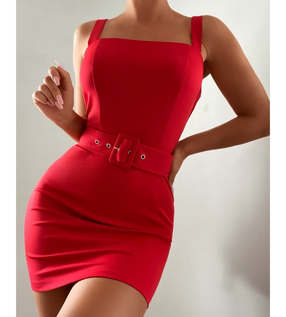 Thick Strap Plain Bodycon Dress