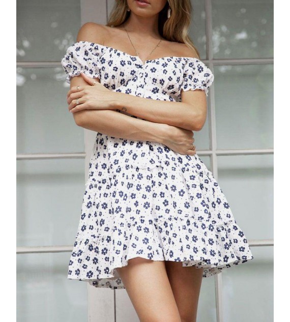 Floral V Neck Fit & Flare Dress
