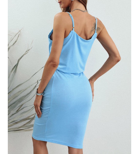 Tie Front Twisted Spaghetti Strap Casual Dress