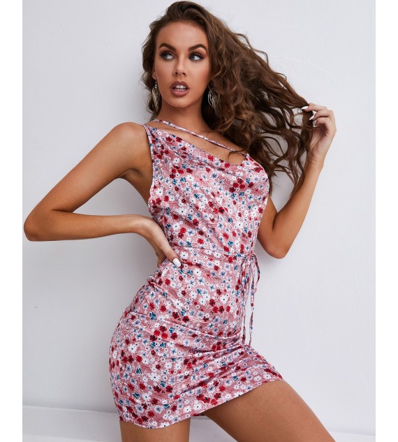 Spaghetti Strap V-neck Floral Print Dress
