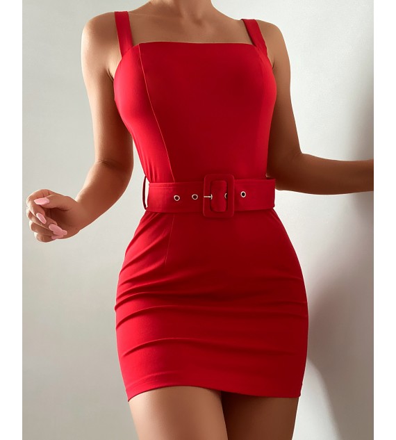 Thick Strap Plain Bodycon Dress