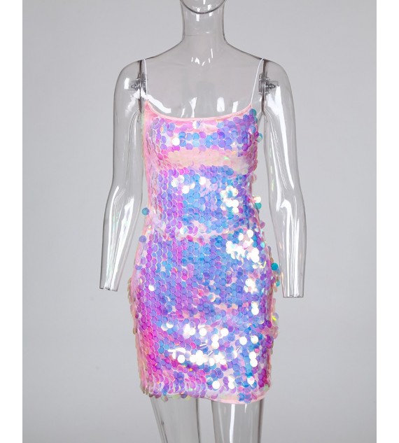 Sequins Spaghetti Strap Bodycon Dress