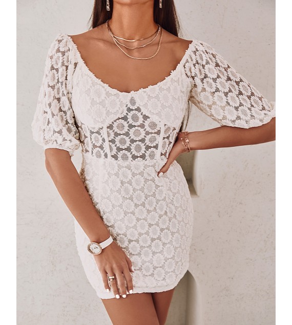 Lace Lantern Sleeve Bodycon Dress