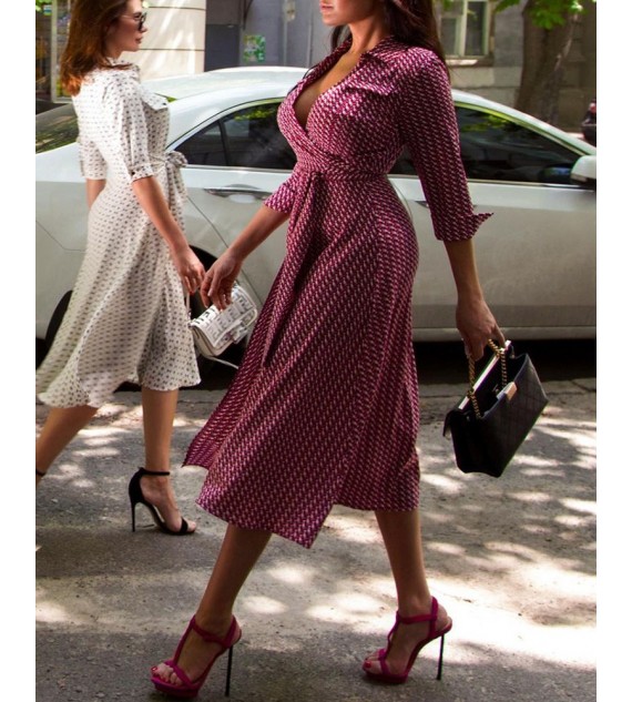 Color Long Sleeve High Slit Shirt Dress