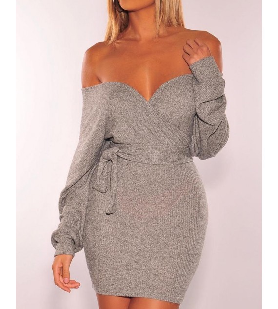 Cutout Backless Long Sleeve V-Neck Bodycon Dress