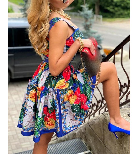 Tropical Print Tank Top & Midi Skirt Set